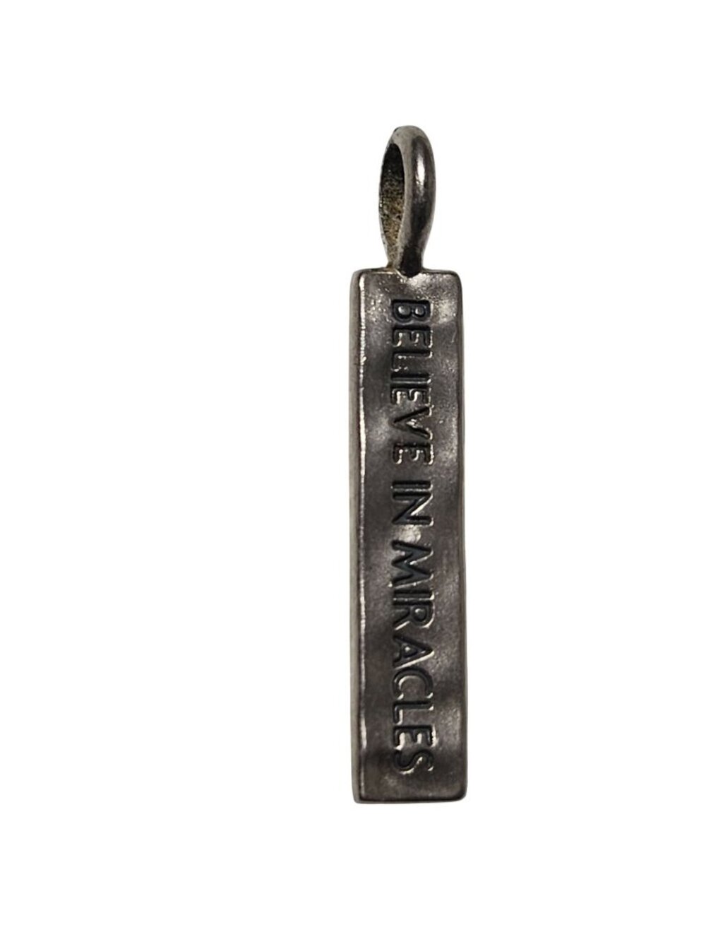 Believe In Miracles Pendant Silver Toned Rectangular Charm Inspirational Jewelry